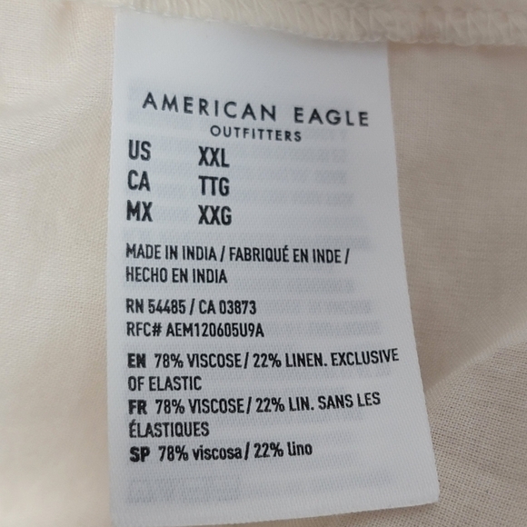 New American Eagle Women's Sz XXL Beige Linen Puffy Sleeve Milkmaid Mini Dress - Picture 11 of 12